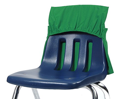 Seat Sack Elastic Chair Storage Pocket - 12-17 Inches, Green - Stretch for Multiple Size Chairs - Perfect Organizer for Classroom Chairs