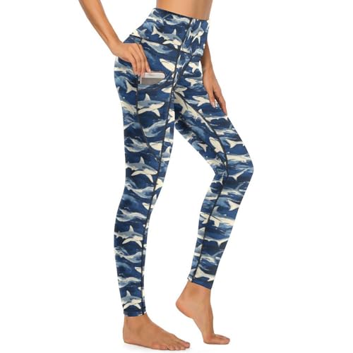 Legging camouflage bleu imprimé requin contre les pantalons glissants