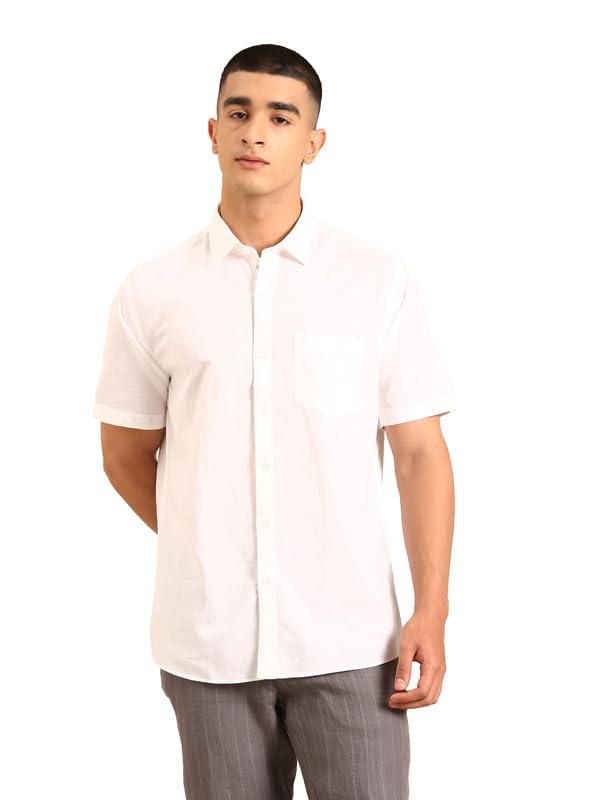 cavallo by linen club Men's Blended Linen Solid Contemporary Fit Half Sleeve Casual Shirt-picture-36