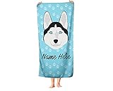 Custom Siberian Husky Beach Towels - Extra Large Adults Childrens Towel for Outdoor Boy Girl Fun Poo