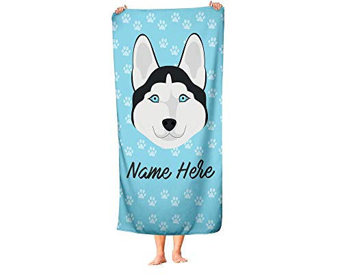 Custom Siberian Husky Beach Towels - Extra Large Adults Childrens Towel For Outdoor Boy Girl Fun Pool Bath Kid Baby Toddler Boys Girls … #TOP19