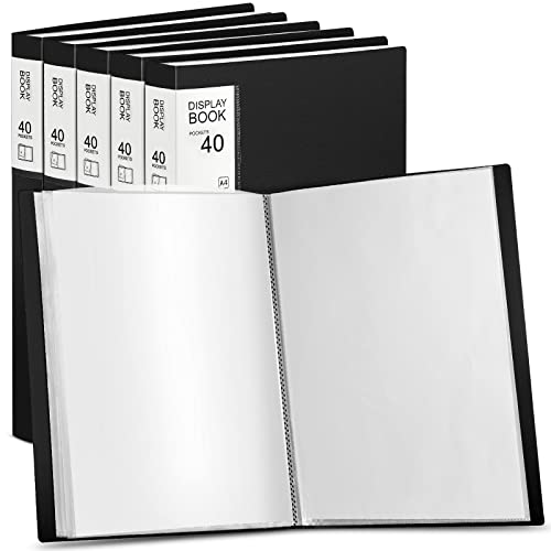 Image of Marspark 6 Pcs Binder with Plastic Sleeves Large 8.5" x 11" Display Presentation Book 40 Pocket 80 Pages Art Portfolio Folder Clear Sheet Protector for Photo Document (Black)