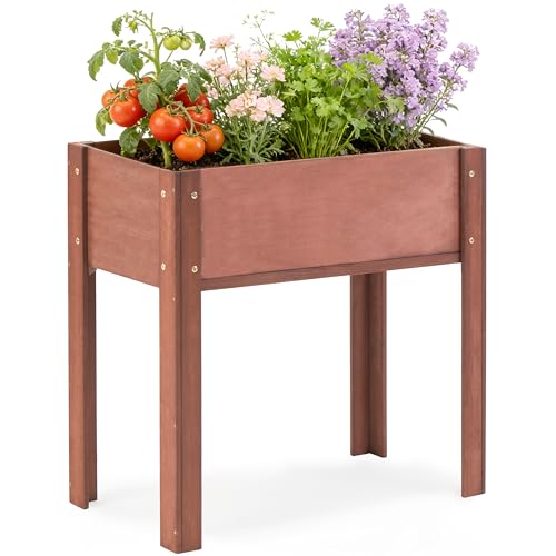 Raised Garden Bed with Legs, 31x16x31'', Outdoor Wood Elevated Planter Box, Thick Legs, w/Liner