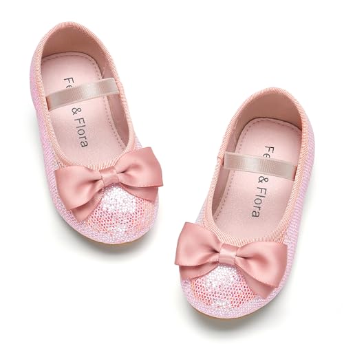 Image of Felix & Flora Toddler Flower Girl Dress Shoes - Girl Ballet Flats Party School Shoes Wedding