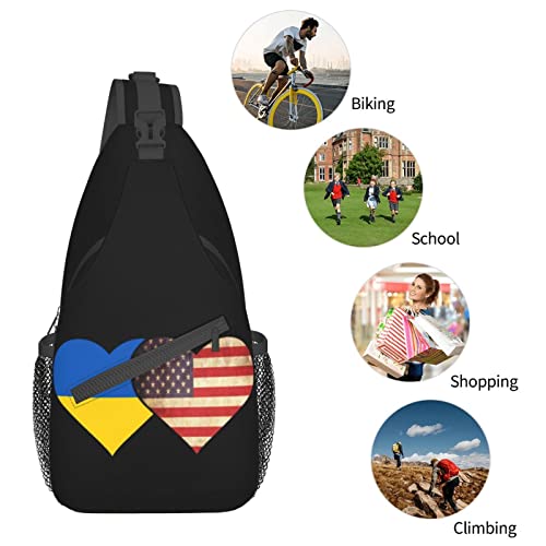 Mochila bandolera unisex con bandera de Ucrania y EE.UU. miniatura 7