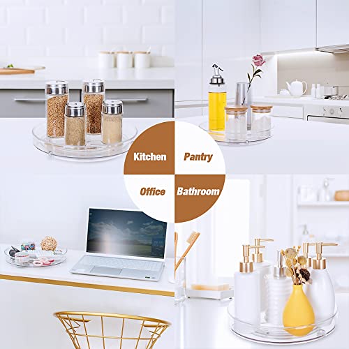 Lazy Susan Organizer Clear Lazy Susan Turntable For Cabinet Pantry Fridge Lazy Susan Spice Rack Plastic 2 Pack (9 Inch & 10 Inch) #TOP6