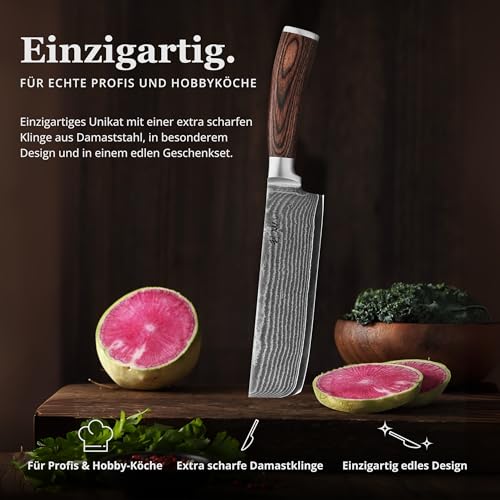 Foto von Wakoli EDIB Nakiri Gemüsemesser 17,5 cm, 67 Lagen Damaststahl mit VG10-Kern