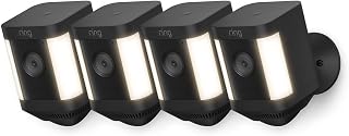 Ring Spotlight Cam Plus Battery by Amazon | Wireless outdoor Security Camera 1080p HD Video, Two-Way Talk, LED Spotlights, Siren, alternative to CCTV system | 4 Cameras