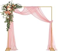10FT Wedding Arch Metal Backdrop Stand with Adjustable Square Backdrop Stand for Flowers, Balloons, and Party Decoration (Gold, 3x3 Meters)