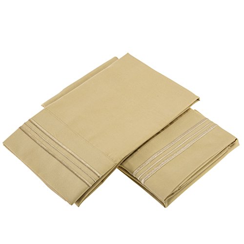 Clara Clark Premier 1800 Collection Pillowcases, King, Camel Gold