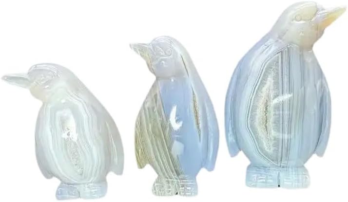 Natural Agate Geode Penguin Crystal Carving 2.36–2.75 Inches (0.20–0.23 ft) – Handcrafted Gemstone Penguin Figurine, Feng Shui Energy Healing Stone for Home Office Décor, Crystal Ball Halloween Decor