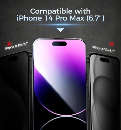 Image of MAGIC JOHN 2 Pack for iPhone 14 Pro Max Screen Protector, Shatterproof Tempered Film, Bubble Free & HD Clear, Easy Installation