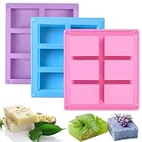 Seifenformen Silikon, 3 Stück Silikonform Seife, Silikonform Rechteckig, Seifen Formen zum Gießen,...