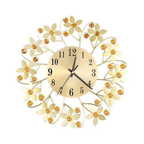 Reloj de Pared, Reloj de pared redondo con diamantes de imitación for sala de estar, hogar, restaurante, decoración colgante, reloj de pared, reloj de hierro y Metal, relojes DIY ,Dormitorios Baño C