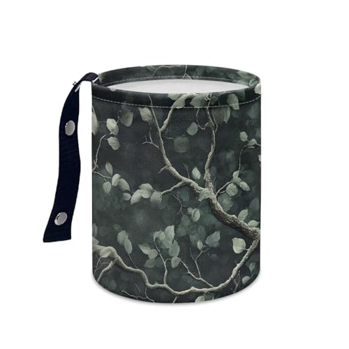 Image of Tree Leaves Auto Trash Bin Trash Bag for Cars Hanging Headrest for Back Seat Collapsible Reusable Waterproof Car Organizer