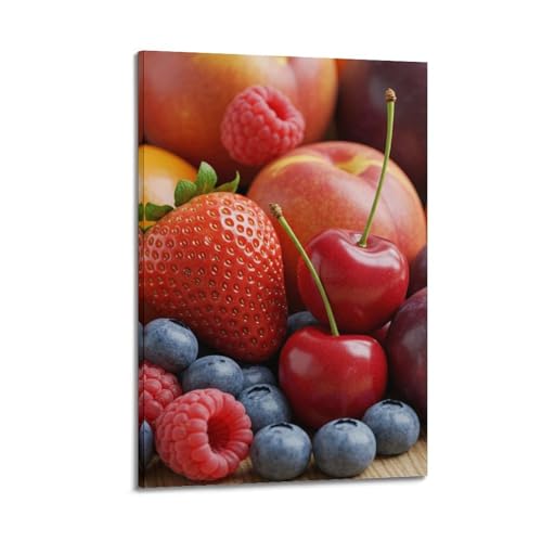 Poster mural artistique de haute qualité aux reflets de fruits colorés