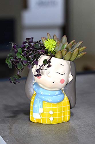 Image of Cute Beautiful Girl Succulent Planter Pots Resin Creative Flowerpot Plant Pots Planter Container for Home Garden Office Desktop Decoration (Dream Girl)