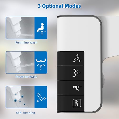 Image of Hibbent Bidet Attachment for Toilet, Non-Electric Dual Nozzle for Frontal & Rear Wash, Adjustable Water Pressure Control, Fresh Water Bidet Toilet Seat, Self Cleaning Water Sprayer, Dark Black
