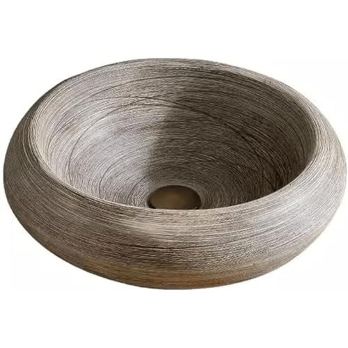 NDRFAWY カウンター上洗面台 レトロセラミックバスルームシンク ラウンドカウンター上ベッセルシンク シングル洗面台 カウンタートップシンク 水しぶきなし バニティシンク