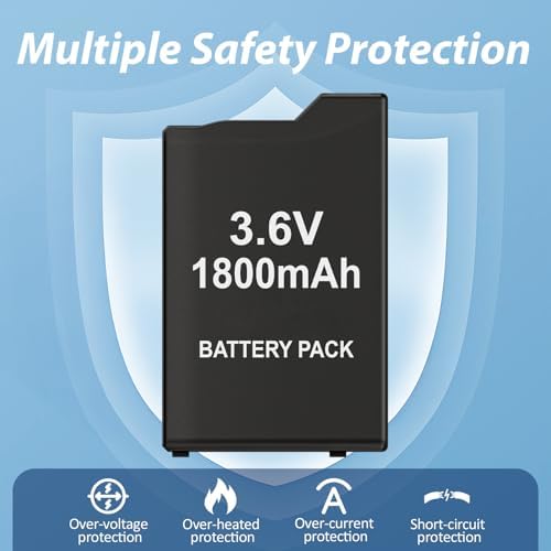 2PCS Battery for PSP, 3.6v 1800mAh Rechargeable Replacement Batteries Replacement for PSP 1000 1001, PSP-110 (1002, 1003, 1004, 1005, 1006, 1007, 1008, 1010), PSP Fat Console — 사진 5