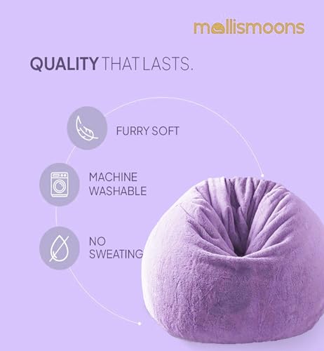 Image of Mollismoons Bean Bag XXXL Size for Adults & Kids Fur bin Bag Luxury Bean Bag Chair (Purple, Bean Bag Without Beans Cover(Assembly Required))
