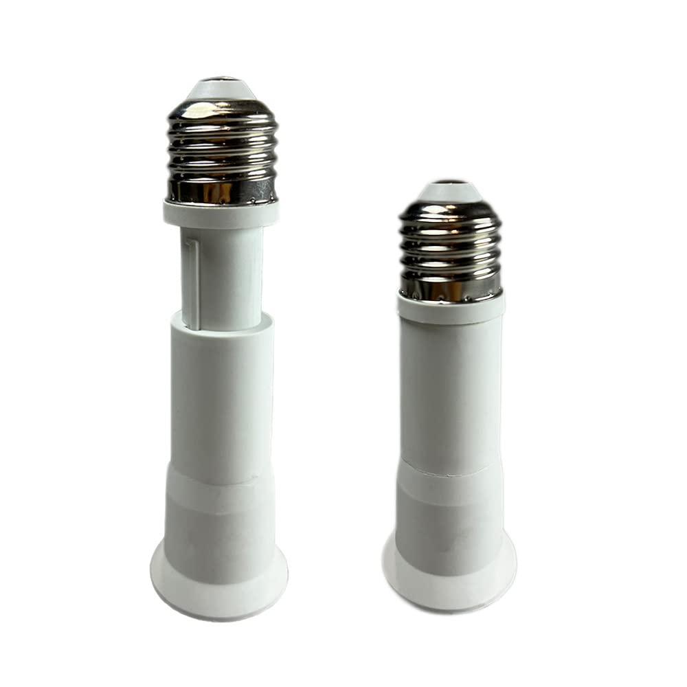 YKCGG E27 to E26 E27 Light Socket Extender Adapter,Extension Flexible Socket Extender Adapter, E26 /E27 Screw Bulb Base Adapter Converter,Lamp Bulb Socket Extension, Lamp Holder Adapter (2 Pack)