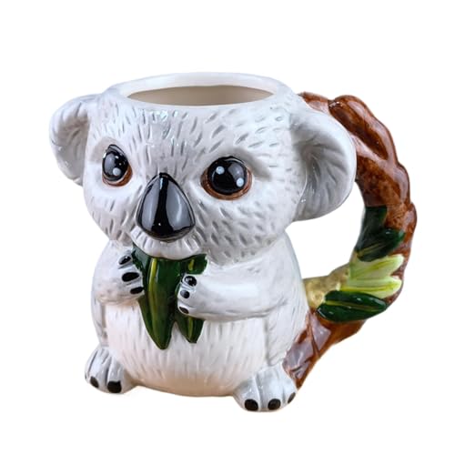 Ceprznvey Taza personalizable, taza de cereales para el desayuno, taza de té única en forma de koala, taza con forma de animal para el hogar, tazas para café caliente, cerveza, cócteles, 520 ml