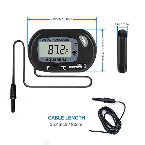 Veanic 4-Pack Digital Aquarium Fish Tank Thermometer Terrarium Water Temperature Meter Gauge With Water-Resistant Sensor Probe For Reptile Turtle Incubators (Black) #TOP1