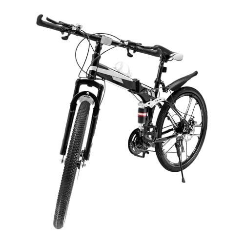 NIGORIY Bicicleta de montaña de 26 pulgadas para hombre, plegable de 21 velocidades, capacidad de carga de 120 kg, horquilla de absorción de impactos, freno mecánico de doble disco delantero