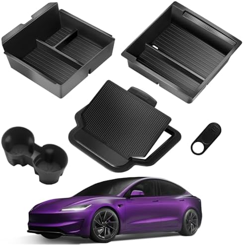 ELE3ST 6Pcs Flocked Material Center Console Organizer Tray For Tesla Model 3 Model Y With Hidden - View #11