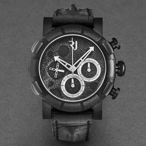 Romain Jerome Men's 'Moon Dust-DNA' Chronograph Black Dial Black Leather Strap Automatic Watch RJMDCH.101.20 - Image 4