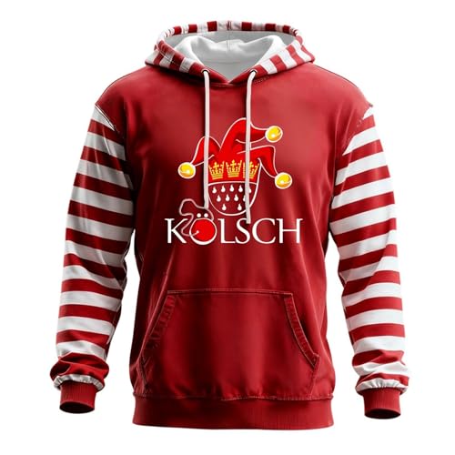 Pull homme en polaire chaude avec poche kangourou et motif rayures décontracté