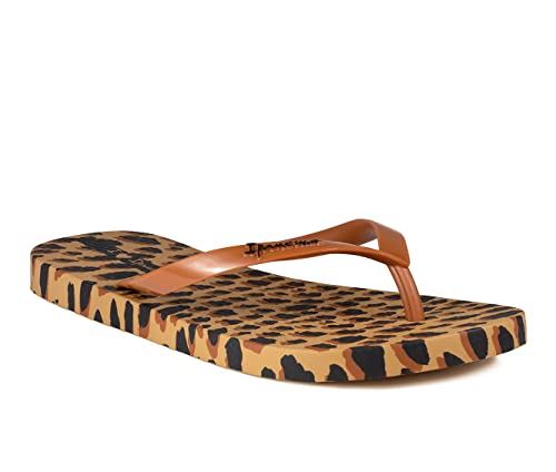 Ipanema Women's Animal Print Flip Flops - Comfortable & Trendy Summer Sandals With Animal Print, Anatomic Footbed & Non-Slip Sole Beige/Brown, 6 #TOP4