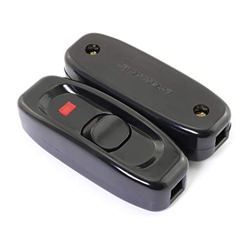 Image of E-outstanding 2 PCS On /Off Black Button Inline Cord Switch for Table Lamp Desk Light Bed Lamp 10A 250V