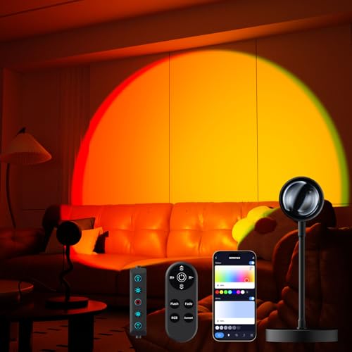 Multicolor Sunset Lamp with App, Remote & 360° Rotation