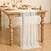 Artoid Mode Gold Stars White Silver Gauze Table Runner 120 Inch 10FT, Sheer Dining Wedding Holiday Birthday Table Decor for Home Party