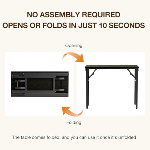 Image of TEMI Small Computer Desk Folding Table - 35.8 inch Foldable Office Desk, No Assembly, Perfect for Small Spaces in Bedroom, or Apartment, Portable Mini Desk or Study Table Compact Design, Dark Oak
