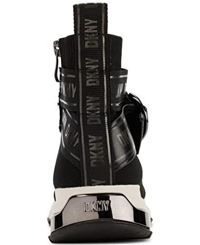 DKNY Women's High-top Sneakers – Slip-on Shoes with Hidden Wedges, Black/White, 62