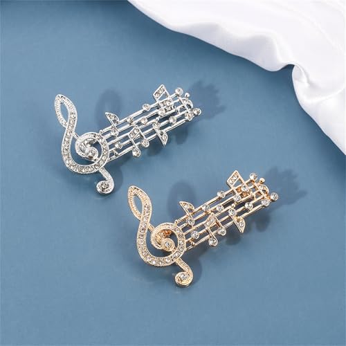 Image of 2PCS Music Note Brooch Pin for Women Dainty Elegant Rhinestone Pearl Note Treble Clef Brooch Musician Party Dance Banquet Clothes Accessorie Jewelry