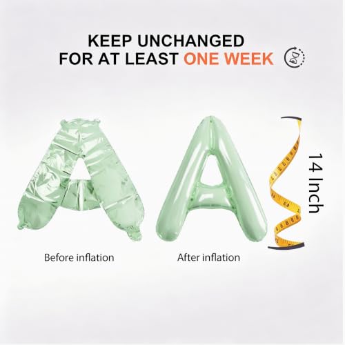 Image of Sage Green Letter Balloons, 52 Pcs Alphabet Balloon Kit for Party Banner | Individually packed for easy sorting; equipped with hand pump for fast inflation, fully inflated state lasts multiple days
