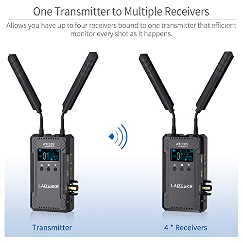 Image of W1000S Wireless Video Transmission System Dual HDMI SDI 1000FT Transmission Range 0.08S Low Lantency Real Time APP Monitoring