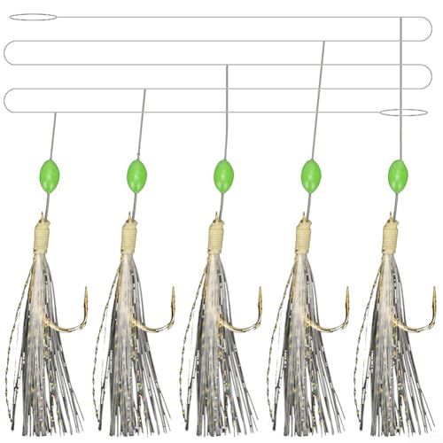 Aparejos de pesca con plumas de caballa juego completo de 6 paquetes con 30 ganchos