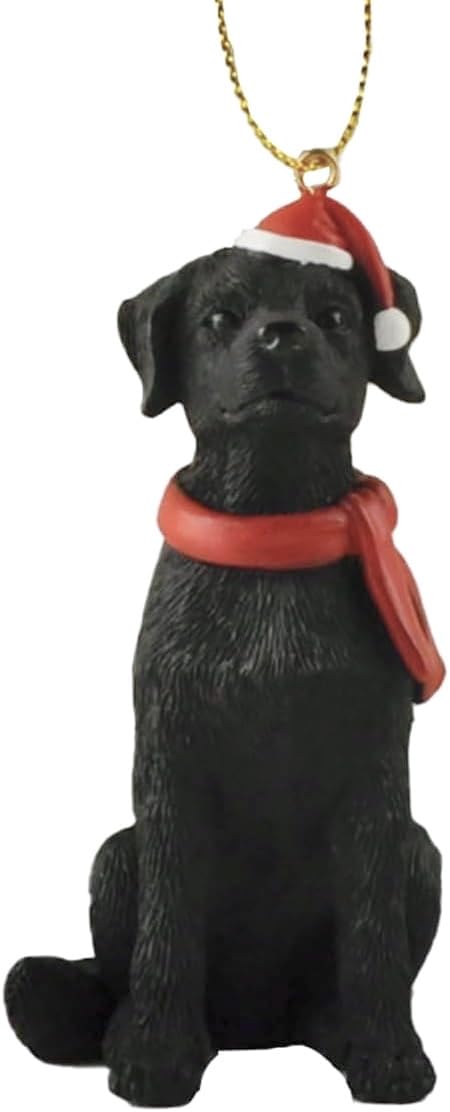 Figurine de Noël Labrador Noir incassable en résine pour protéger votre sapin