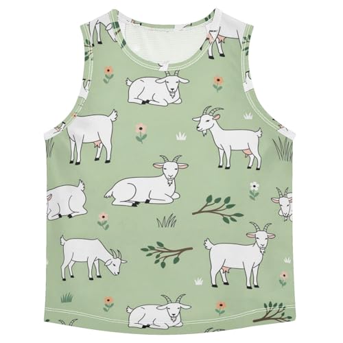J JOYSAY Cartoon Goat Grass Green Boys Tank Top Sleeveless Muscle Shirts Quick Dry Sport Workout Active Kids T-Shirts 3-15T