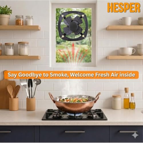 Image of Hesper Extreme 6 Inch 150MM High Speed 4 Blade Metal Body Exhaust for office, Bedroom, Bathroom, Kitchen & Industries Color Metallic Grey for 6 inchi Small Size Hole