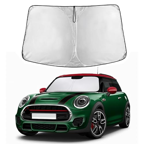Image of EcoNour Windshield Sun Shade for Mini Cooper F55 2015-2023 2024 2025 | Front Window Sunshade | Foldable Car Sun Protector | Blocks UV Rays & Keeps Interior Cooler