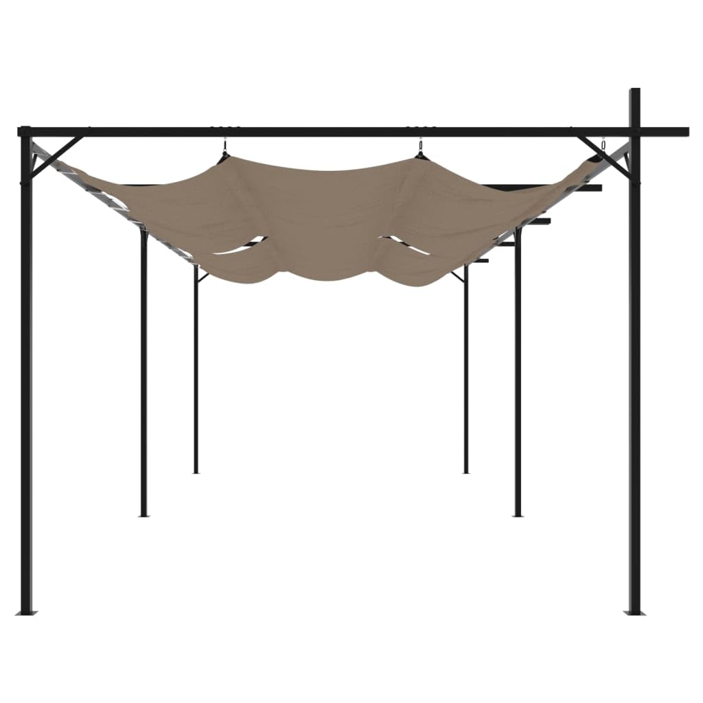 Pergola avec toit coulissant, taupe, 589 x 292 x 230 cm, cadre en aluminium revêtu par pulvérisation, toit en polyester résistant aux UV, tente de jardin pour terrasse, balcon, jardin