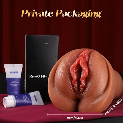 Image of Realistic Pocket Pussy for Men with Two Texture Fleshy Channels | BIG SHOCKED Male Masturbator with Extended Vagina & Anal Tunnel, TPE Soft Tight Wrap Stimulation Mens Light Sex Doll