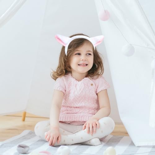 FUIPVGI 4 Stück Plüsch Schafohr Hairhoop Lamm Stirnband Schaf-Stirnband Niedliche Party Kopfbedeckung Tierkopfbedeckung Tier-Stirnbändern Pelzige Ohr Stirnband für Halloween Party Dekoration (4)