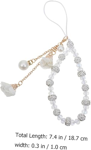 Miniatura 3 de FUNOMOCYA 1 cadena de muñeca con cordón de flores para teléfono celular, correas de teléfono celular, dije de campana, soporte para teléfono,